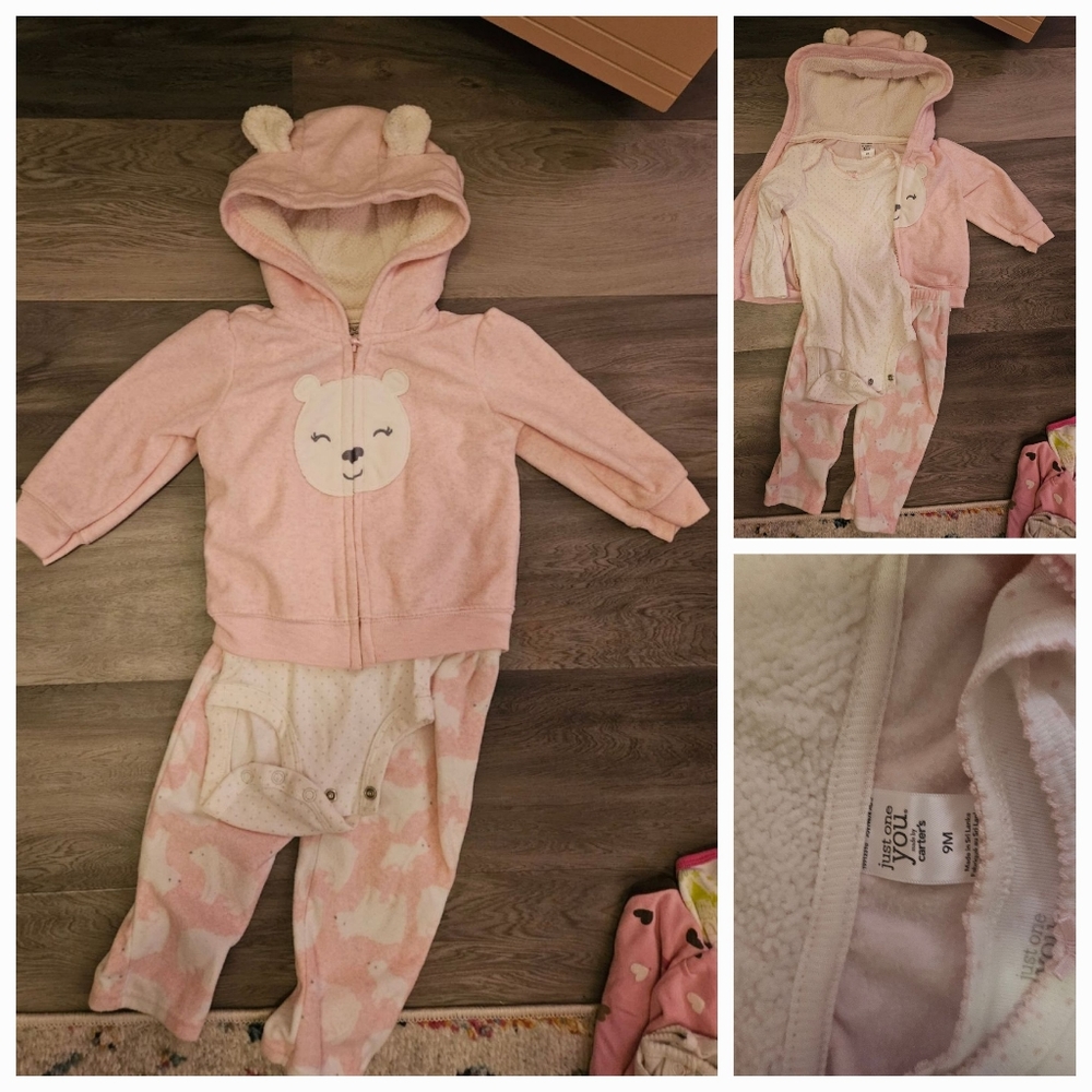 Warm Polar Bear fleece hoodie, pant set